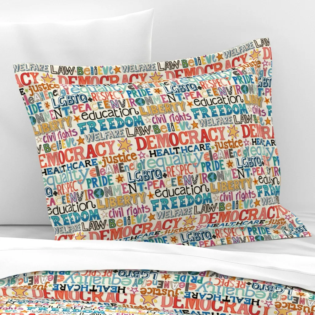 Politics Matters Typography Standard Flanged Cushion Cover - Orange, Cotton Sateen product