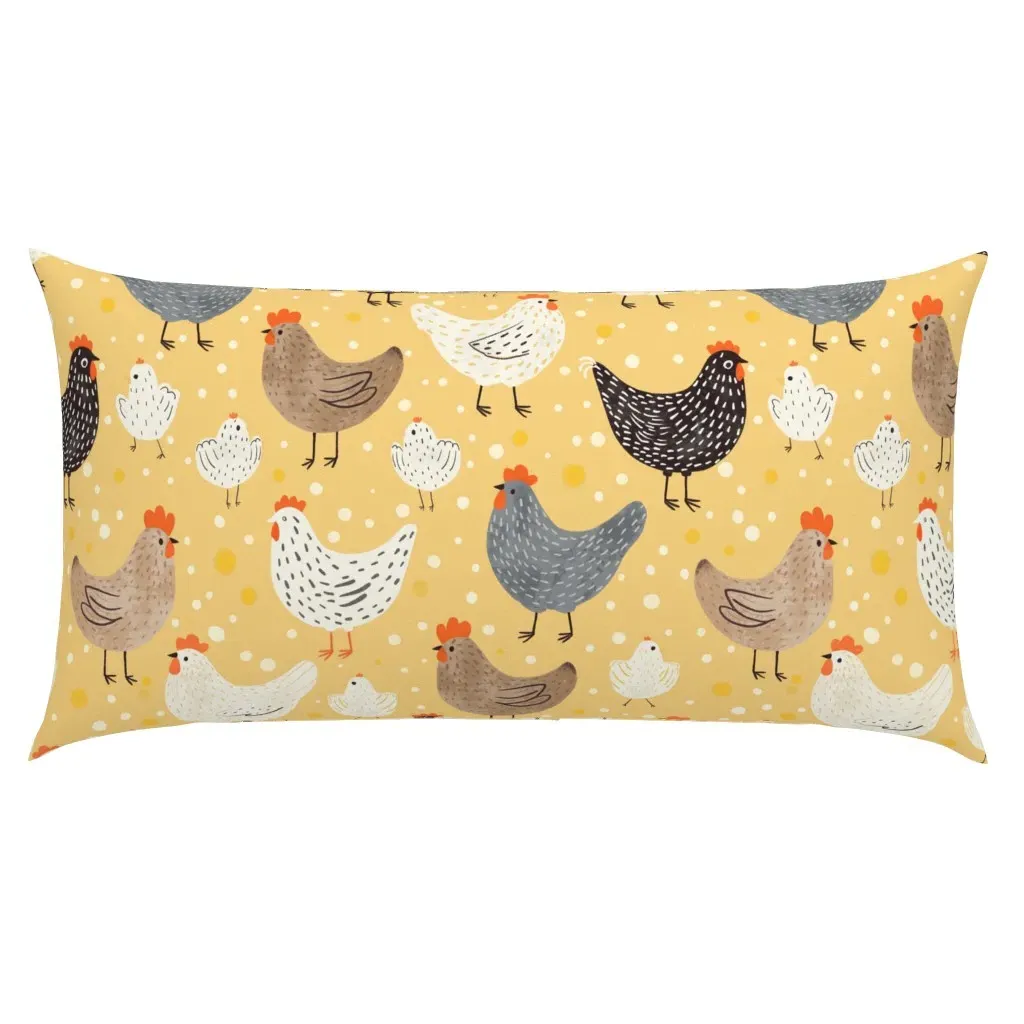 Polka Chicken on Yellow King Pillow Sham - Beige product