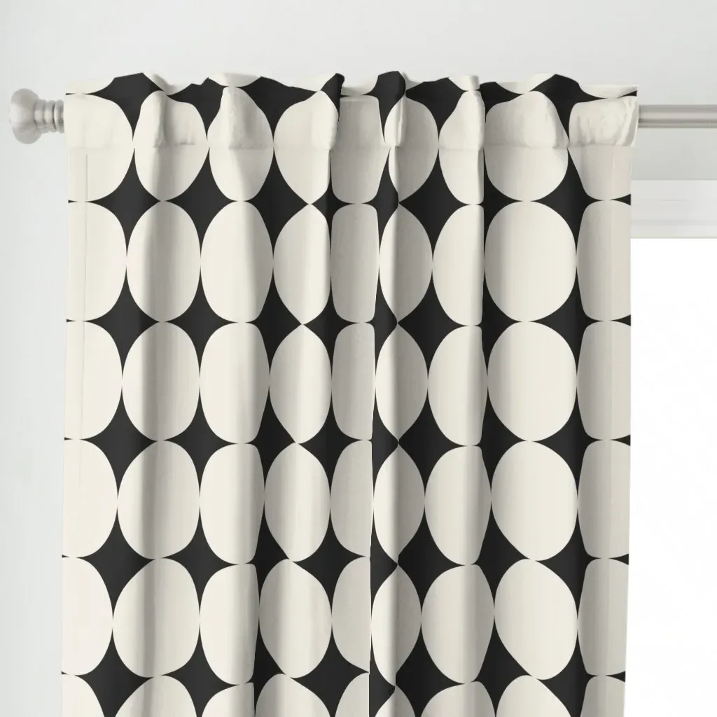 Polka Dot Grid Curtain Panel - Off-White alternate view
