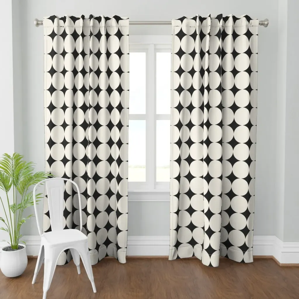 Polka Dot Grid Curtain Panel - Off-White product
