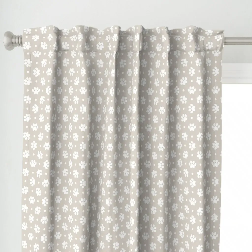 Polka Dot Paw Prints Curtain Panel - White alternate view