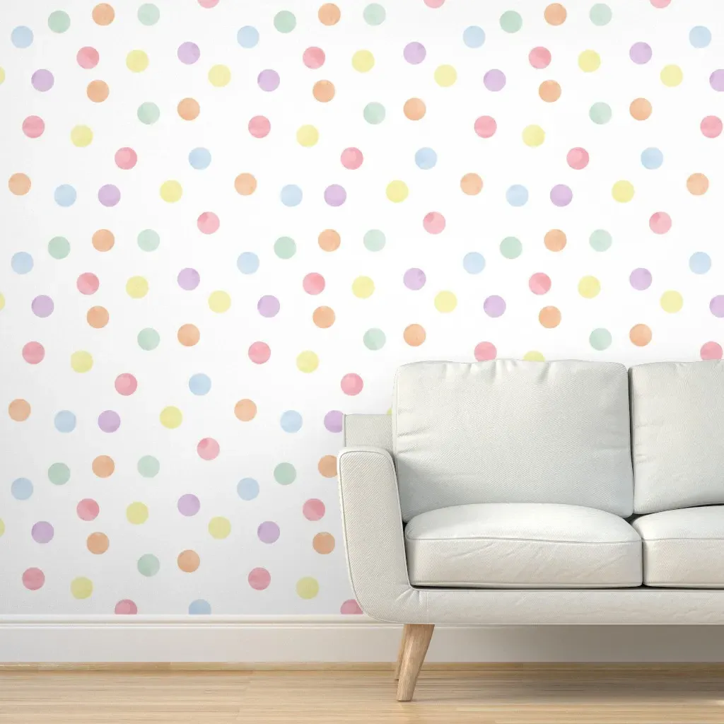 Polka Dot Scatter Peel and Stick Wallpaper - Pastel Rainbow product