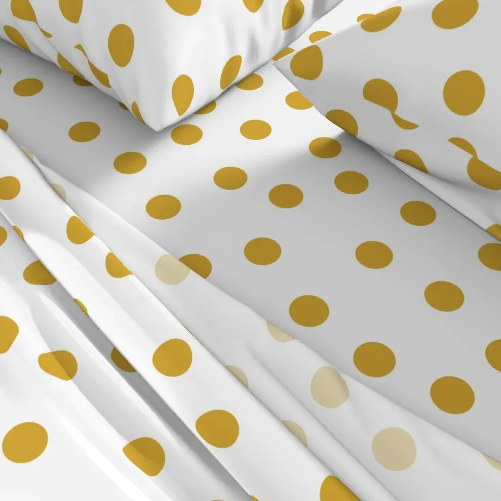 Polka Dot Scatter Queen Sheet Set - Mustard Yellow alternate view