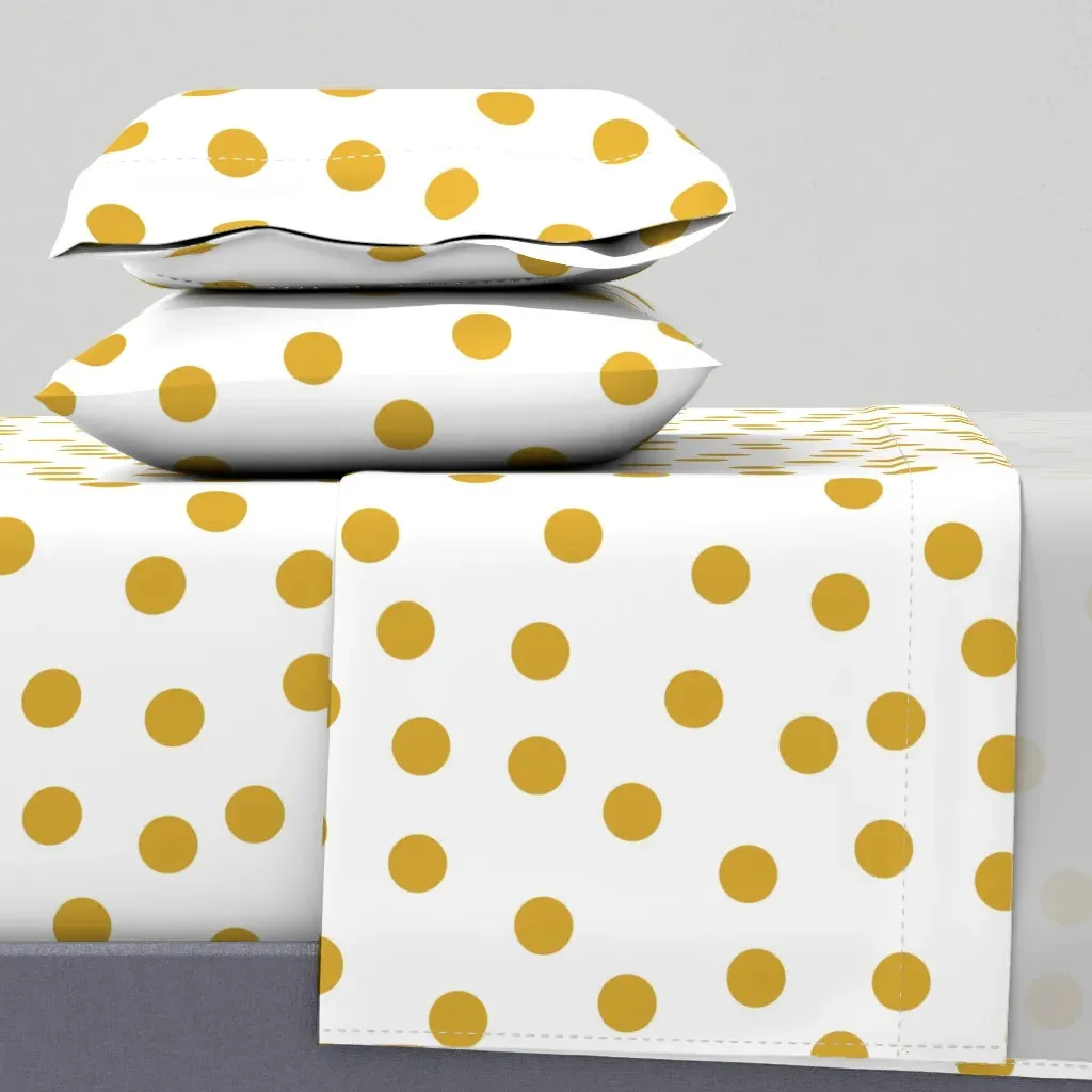 Polka Dot Scatter Queen Sheet Set - Mustard Yellow product