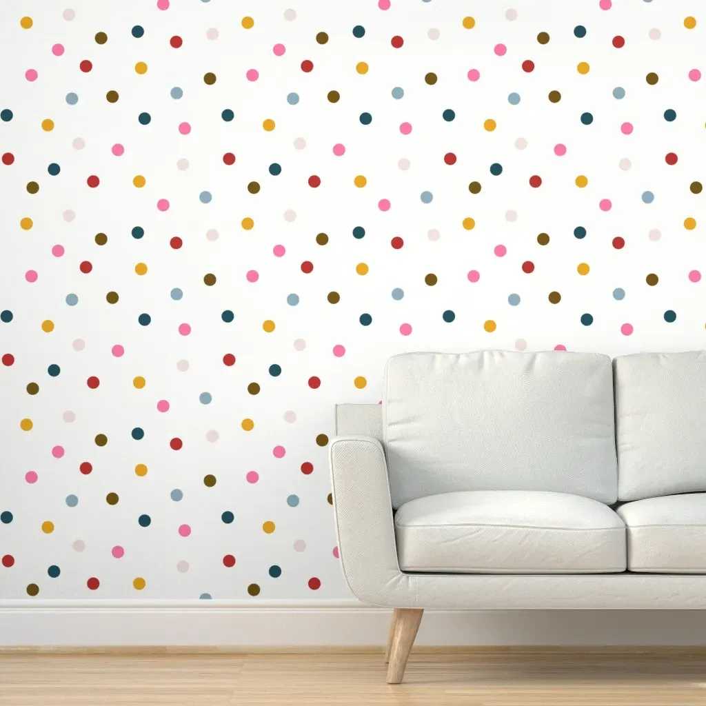 Polka Dots Confetti Circles Peel and Stick Wallpaper - Pink product
