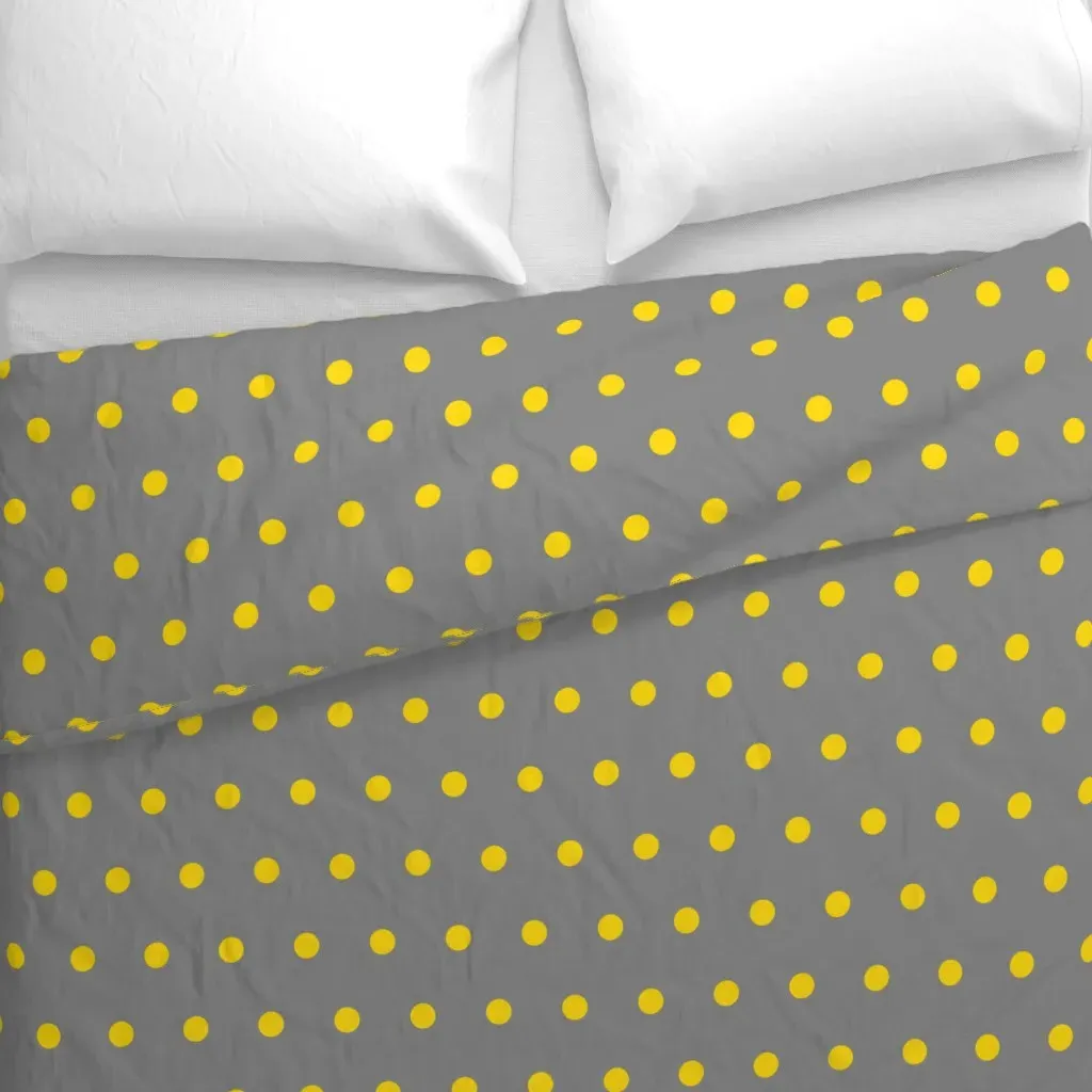 Polka Dots Duvet Cover - Yellow on Gray alternate view