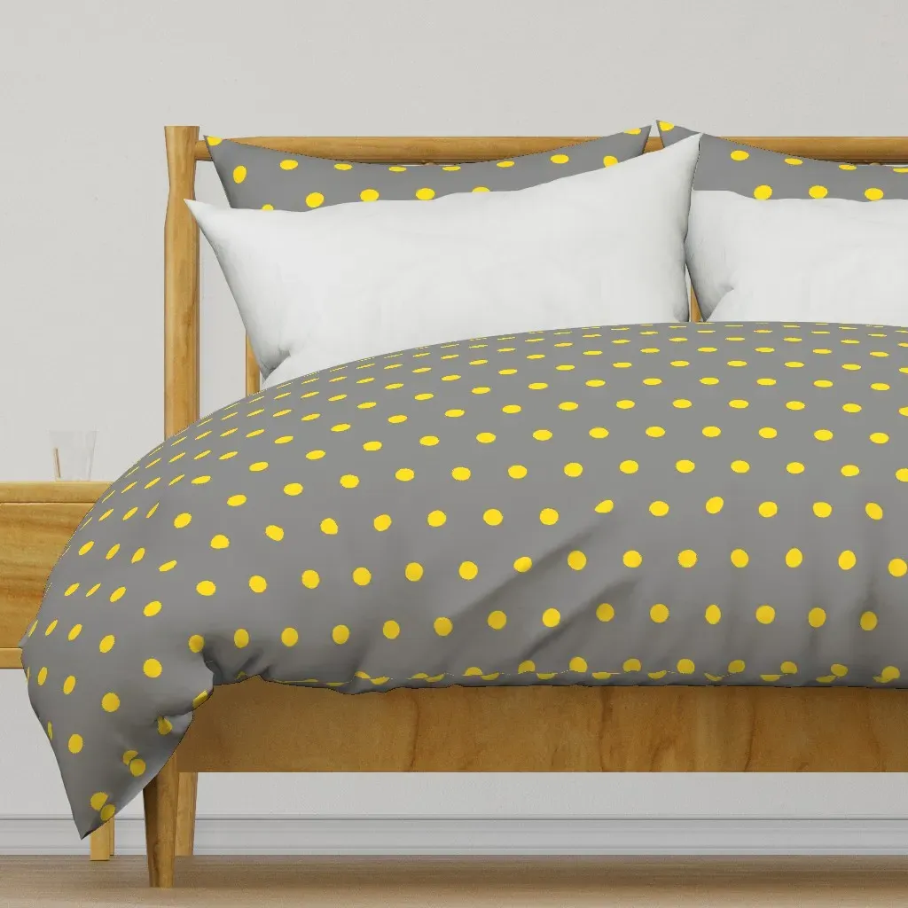 Polka Dots Duvet Cover - Yellow on Gray product