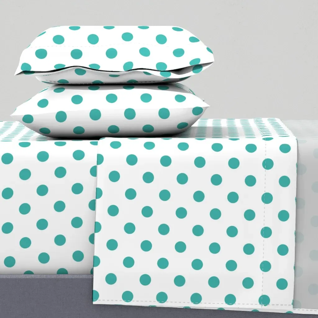 Polka Dots Queen Sheet Set - Aqua, White product