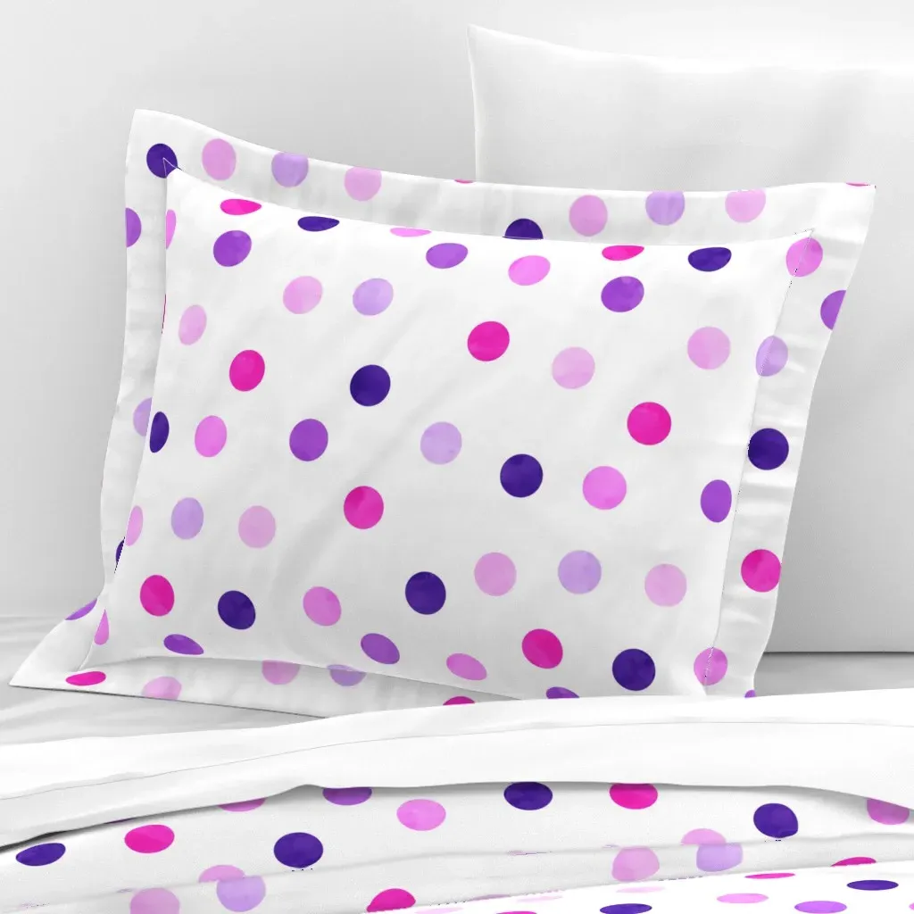 Polka Dots Scatter Standard Flanged Cushion Cover - Pink, Cotton Sateen product