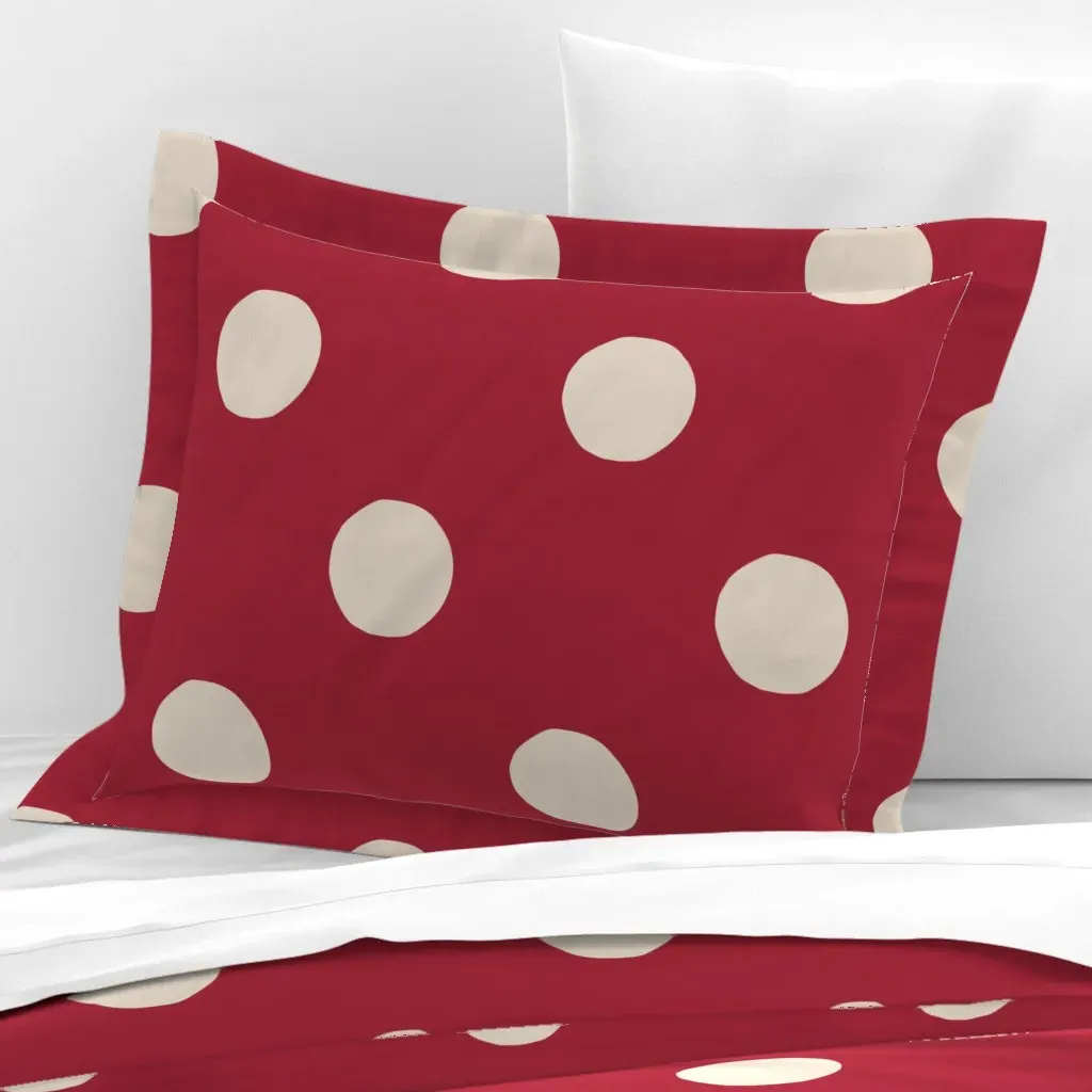 Polka Dots Standard Flanged Cushion Cover - Crimson, Cotton Sateen product