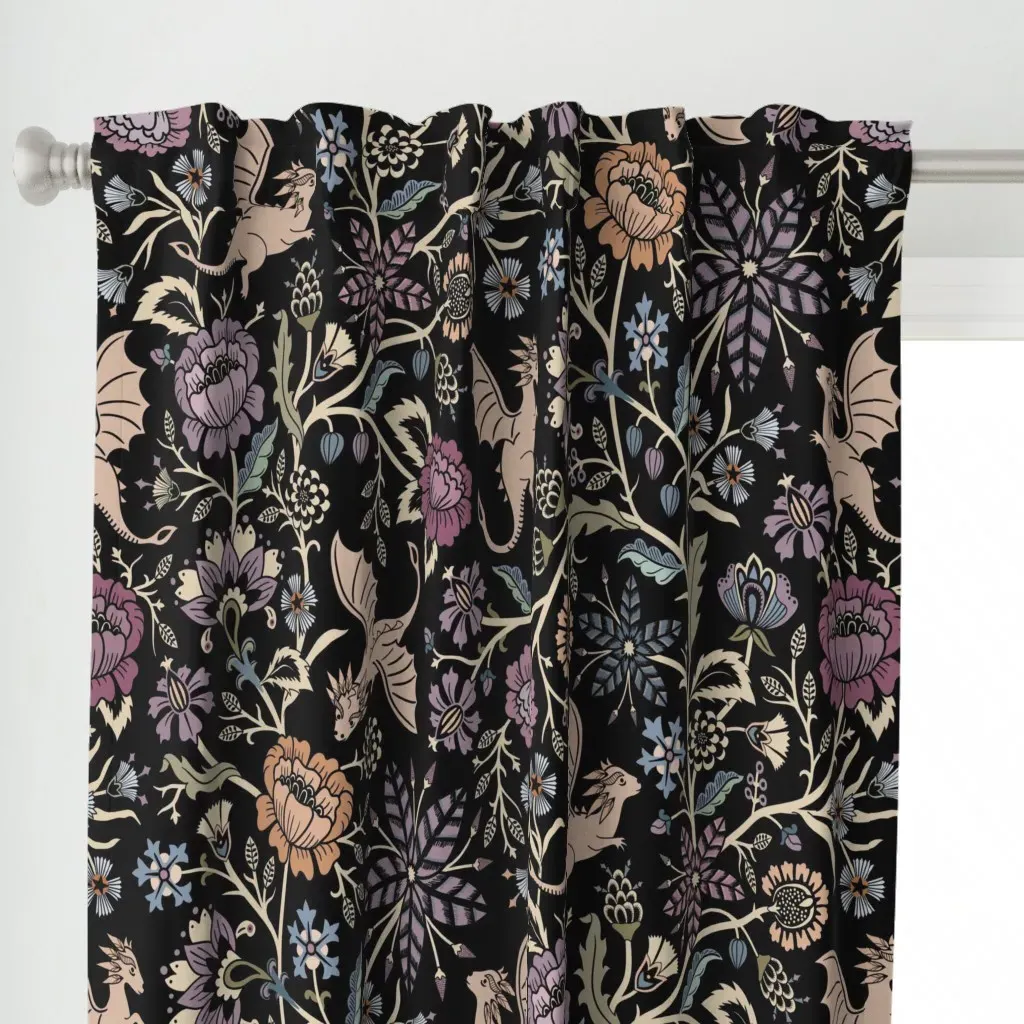 Pollinator Dragons Curtain Panel - Dusty Rose alternate view