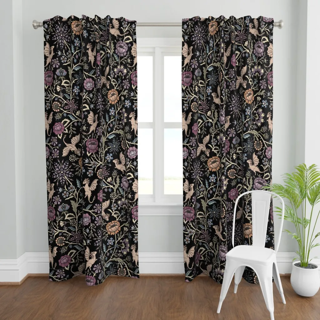 Pollinator Dragons Curtain Panel - Dusty Rose product