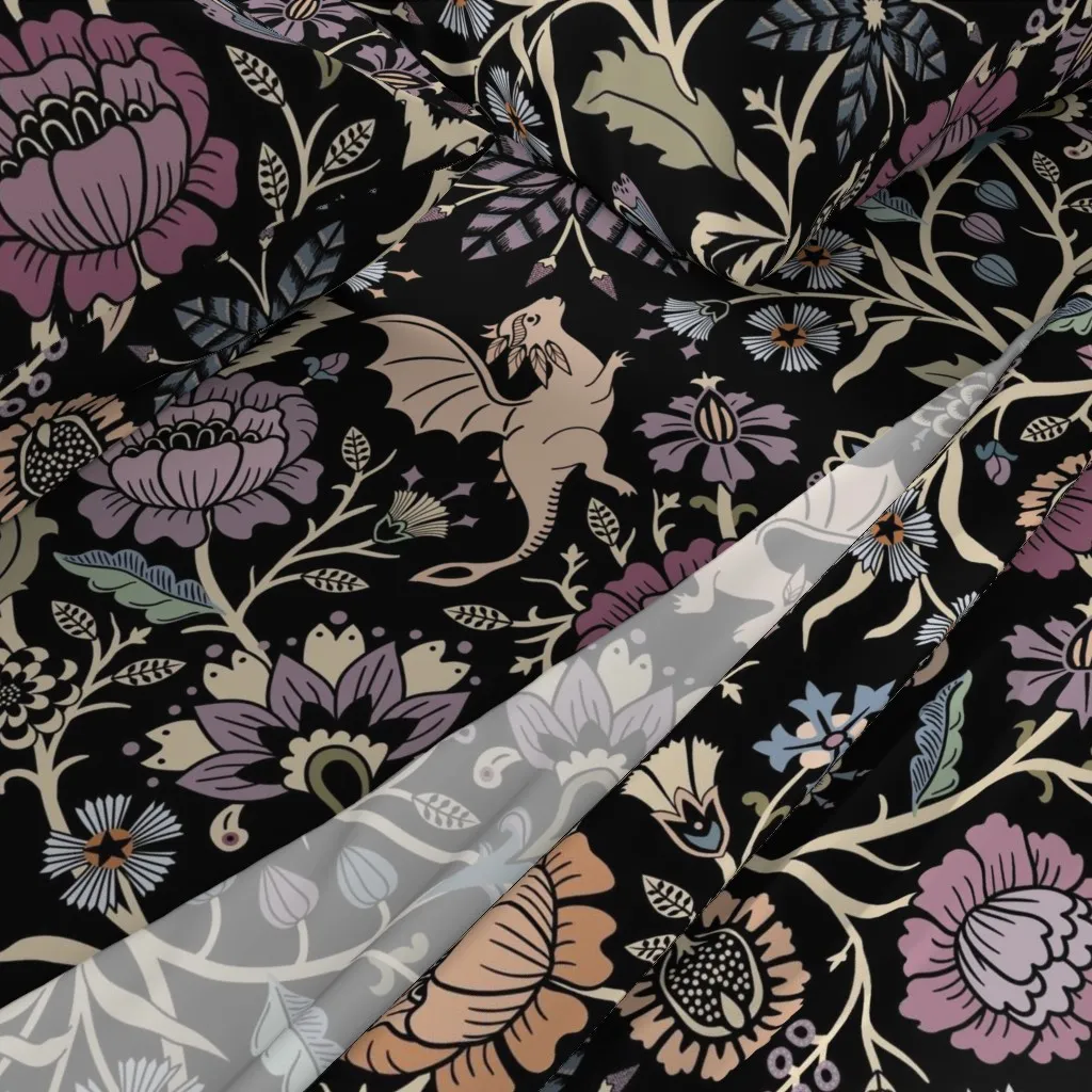 Pollinator Dragons Fantasy Floral Twin Sheet Set - Dusty Rose alternate view