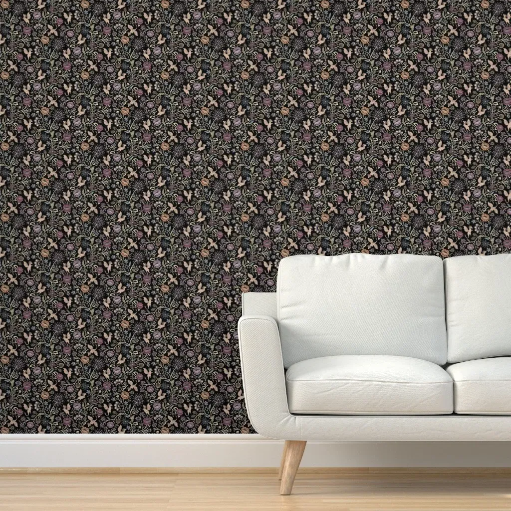Pollinator Dragons Floral Goth Peel and Stick Wallpaper - Cream product