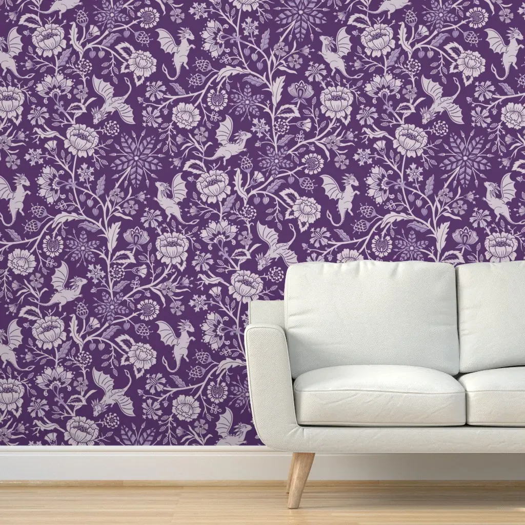 Pollinator Dragons Jumbo Peel and Stick Wallpaper - Purple product