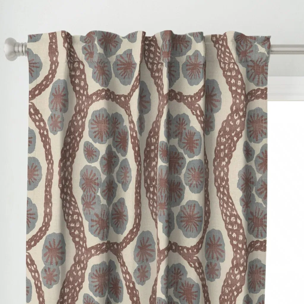 Poloma Floral Lasso Curtain Panel - Brown alternate view
