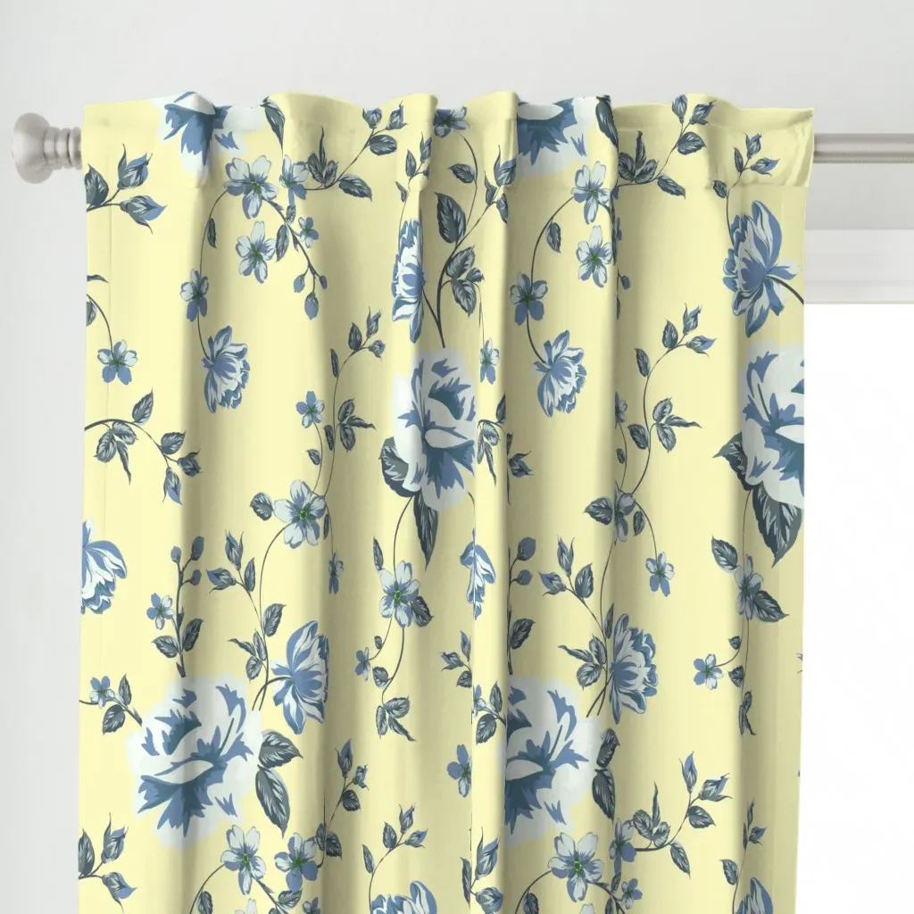 Poloval Navy/Buttercup Curtain Panel - Light Blue alternate view
