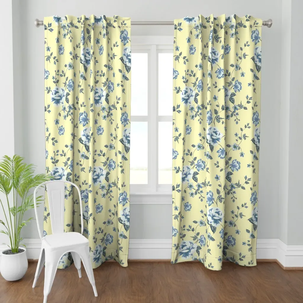 Poloval Navy/Buttercup Curtain Panel - Light Blue product