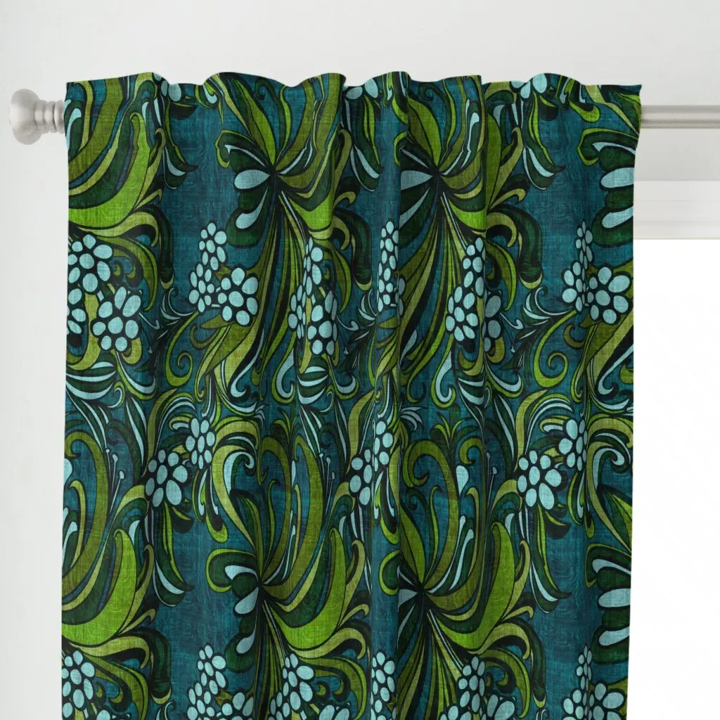 Polynesian Vibes Curtain Panel - Teal alternate view