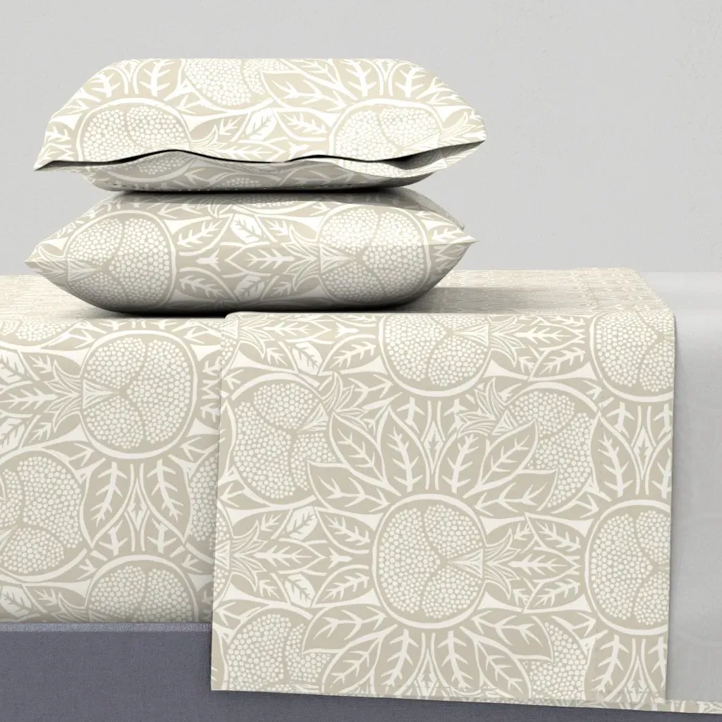 Pomegranate Block Print Cal King Sheet Set - Beige product