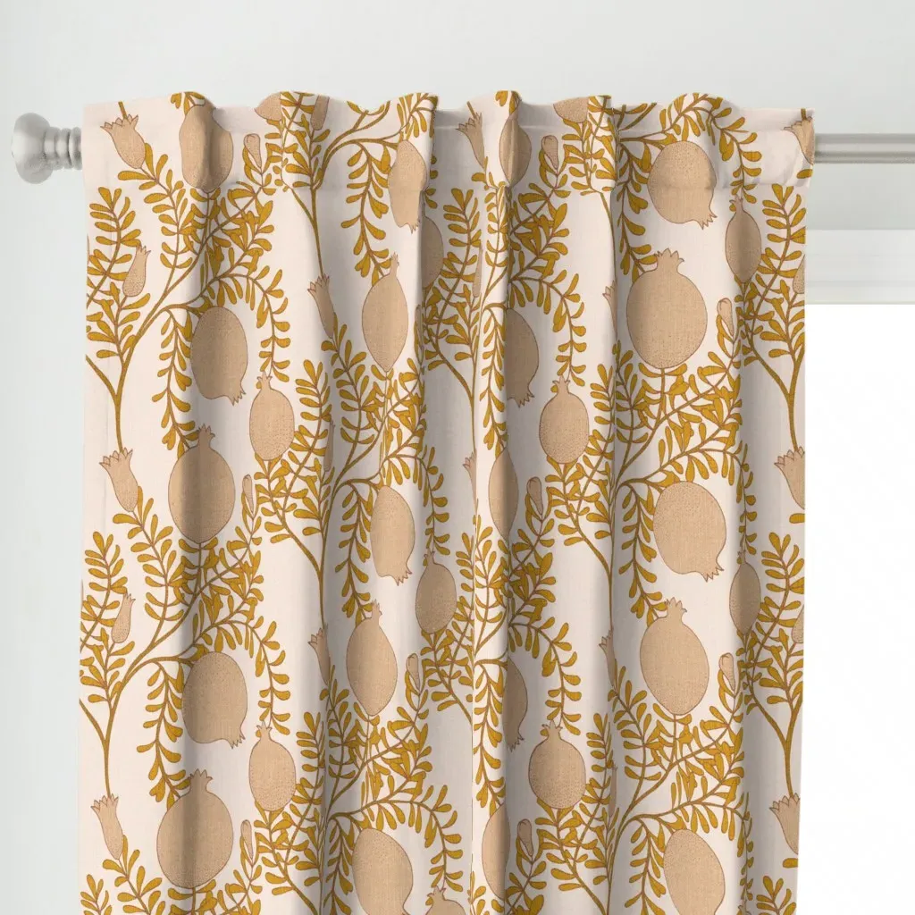 Pomegranate Branches Curtain Panel - Mustard Yellow alternate view