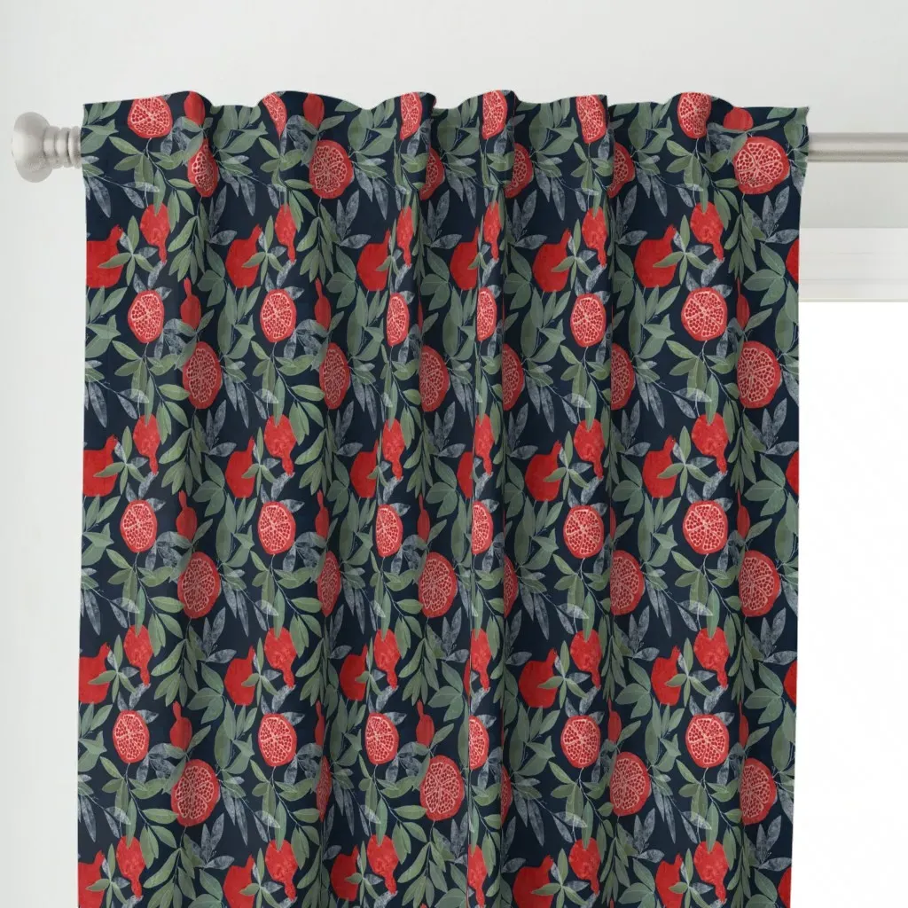 Pomegranate Pattern Dark Curtain Panel - Red alternate view