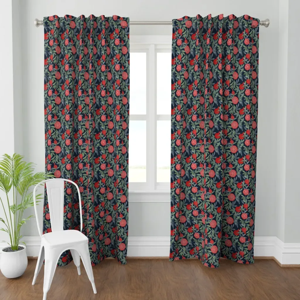Pomegranate Pattern Dark Curtain Panel - Red product