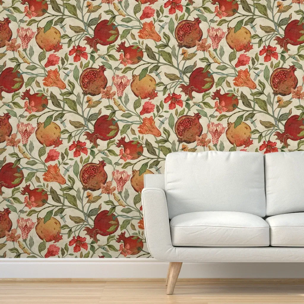 Pomegranates Fresco Rustica Peel and Stick Wallpaper - Red product