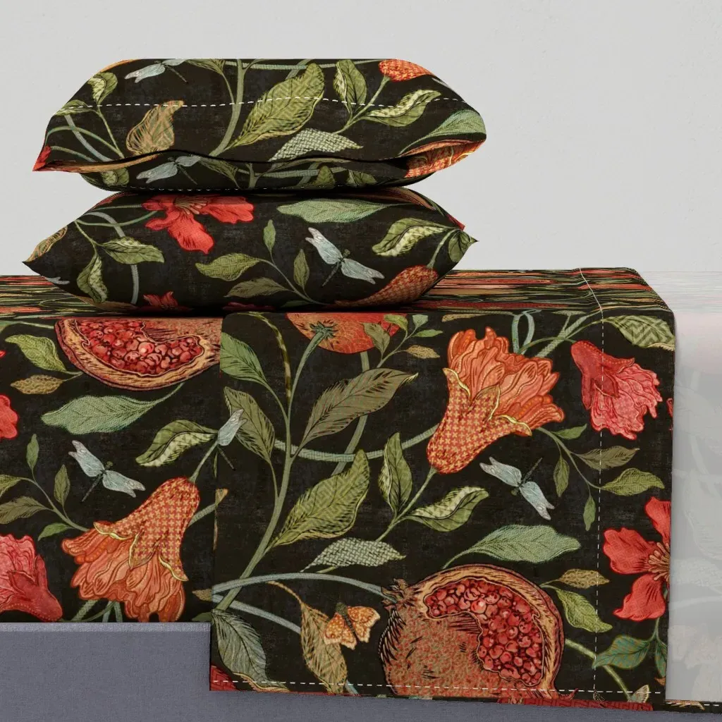Pomegranates Fresco Rustica Queen Sheet Set - Red product