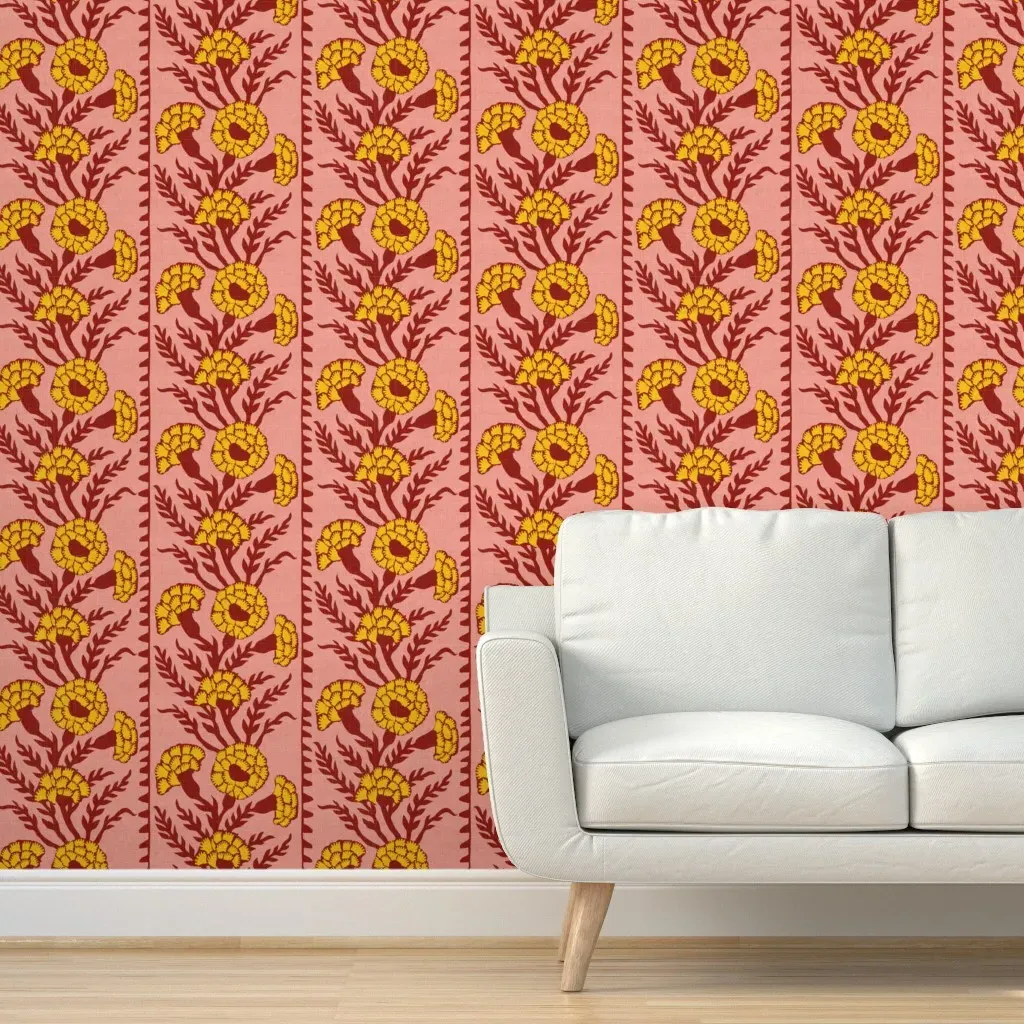 Pompom Carnation Peel and Stick Wallpaper - Yellow product