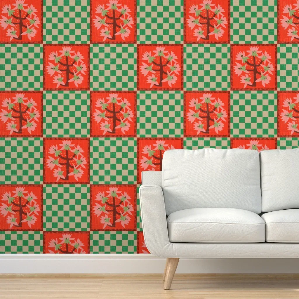 Pompom Checker Peel and Stick Wallpaper - Orchid Green product