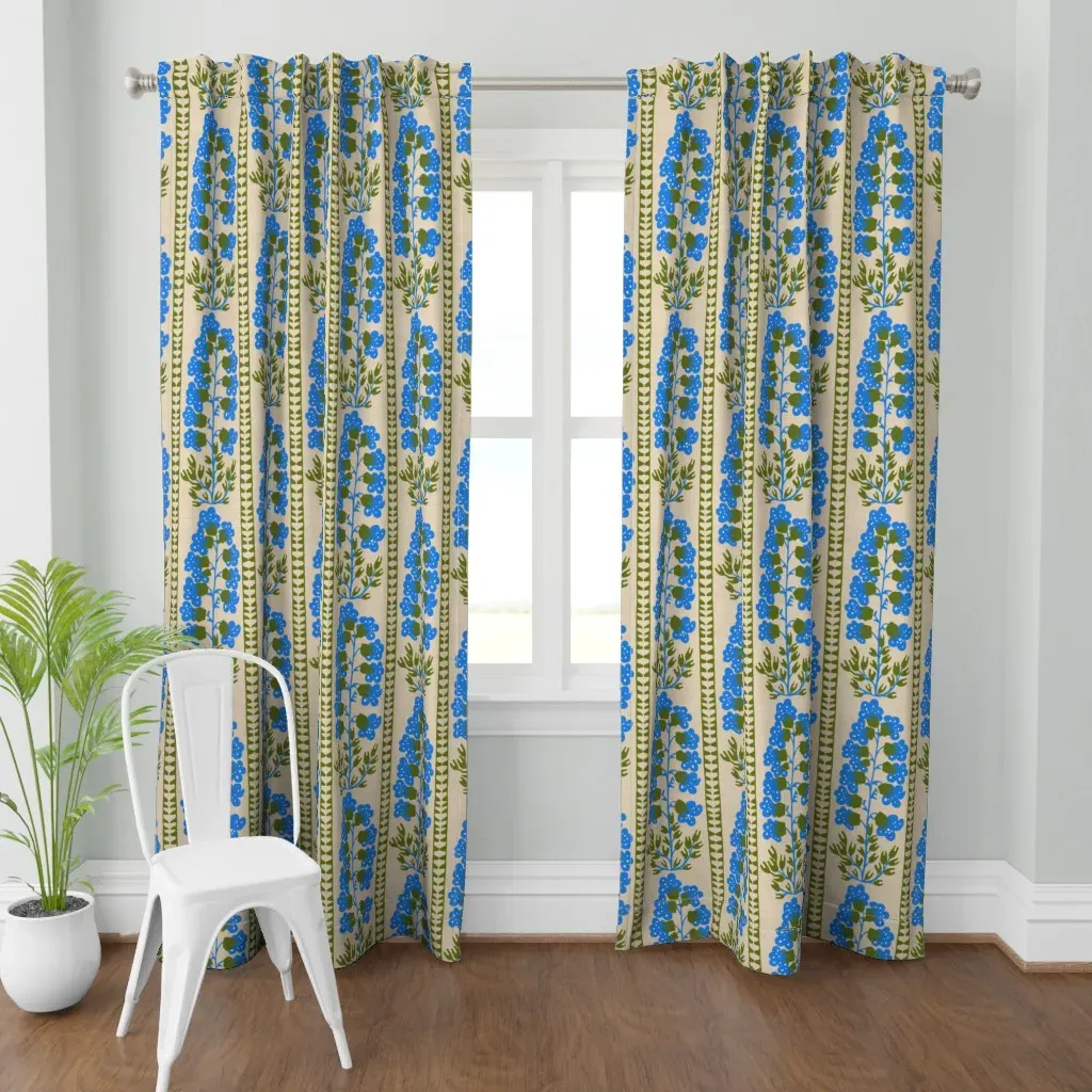 Pompom Delphinium Curtain Panel - Blue product