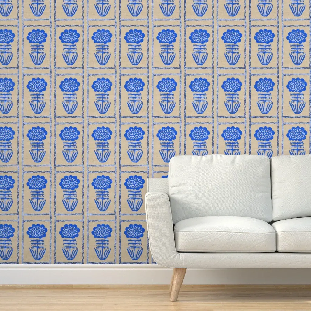 Pompom Gypsophila Panel Peel and Stick Wallpaper - Blue product