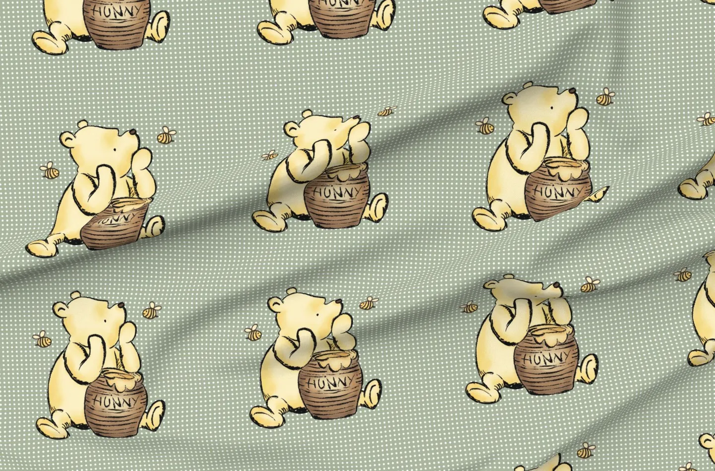Pooh And Hunny Pot 18x18 Fabric Panel - Beige, Pique product