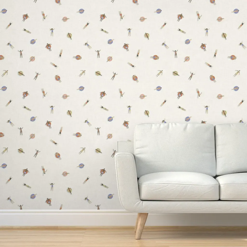 Pool Day Swimmers & Floats Jumbo Peel and Stick Wallpaper - Off-White product