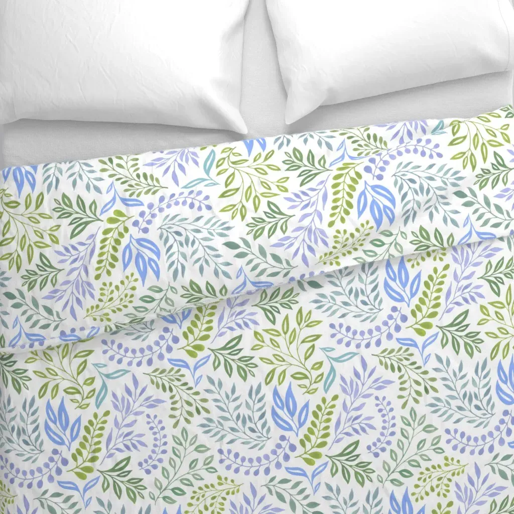 Pop And Bloom Floral Leaves Duvet Cover - Light Blue alternate view