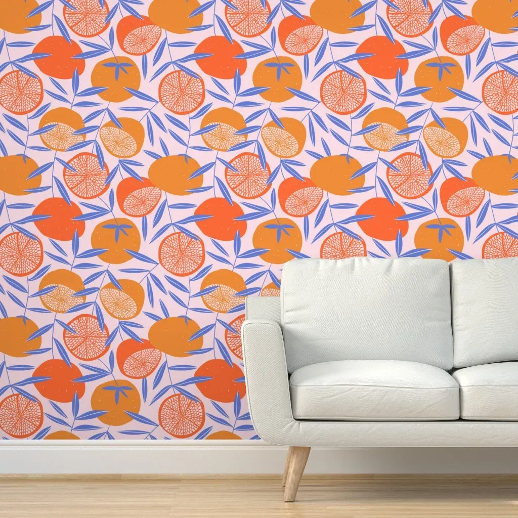 Pop Art Grapefruits Peel and Stick Wallpaper - Orange product