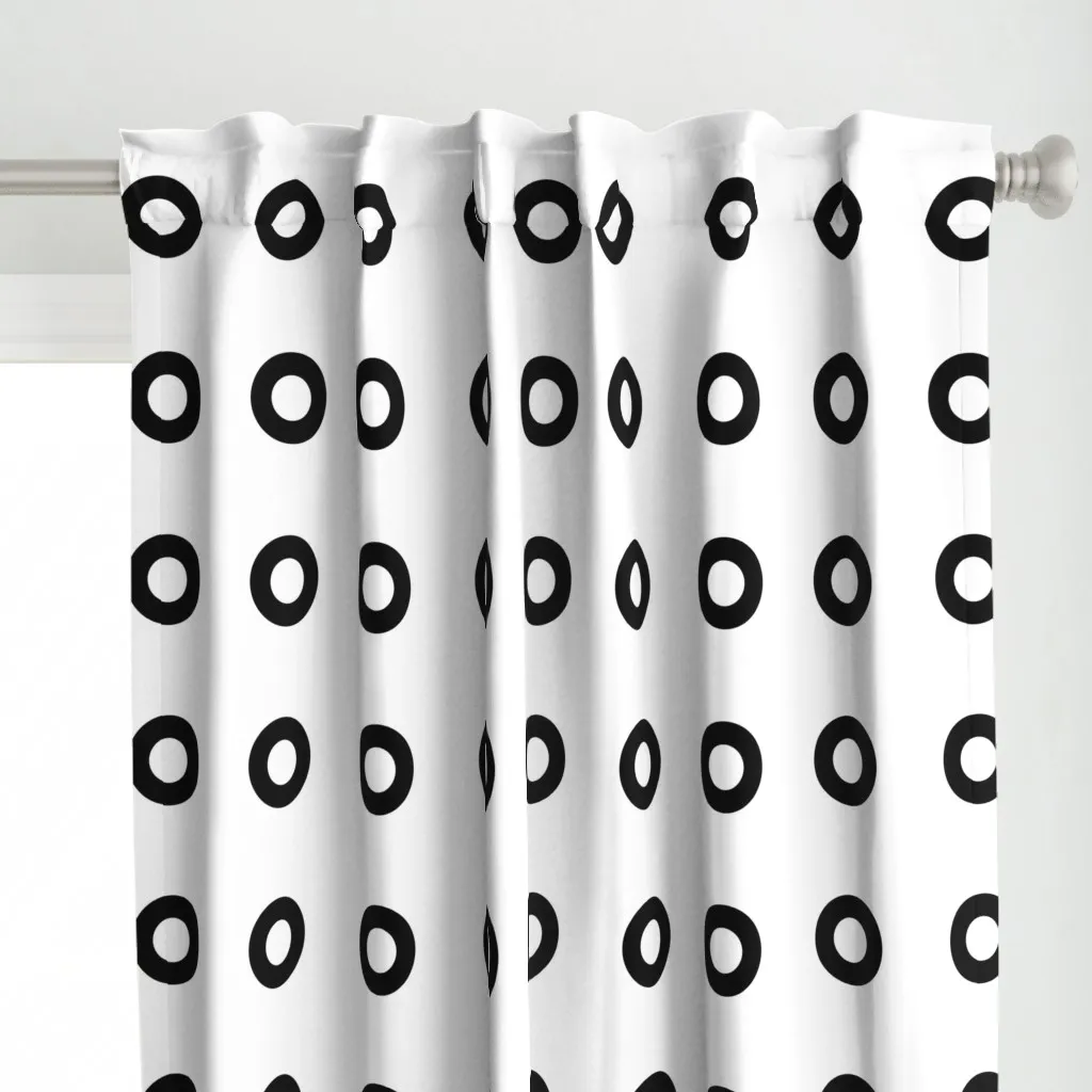 Pop Art Outlined Polka Curtain Panel - Black alternate view