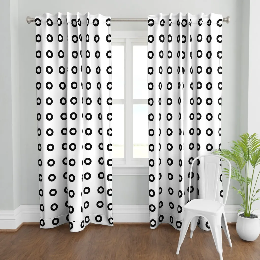 Pop Art Outlined Polka Curtain Panel - Black product