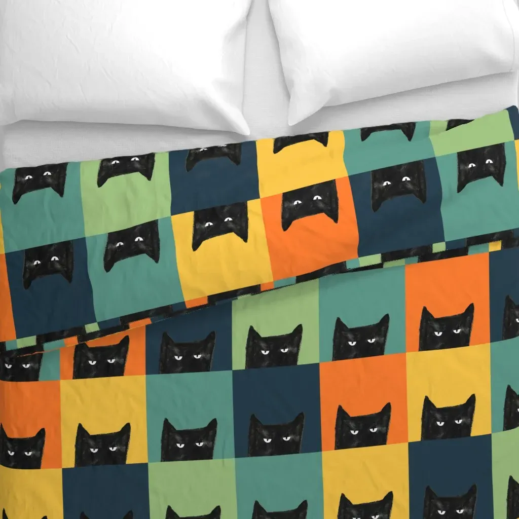 Pop Cat Duvet Cover - Mustard Yellow alternate view