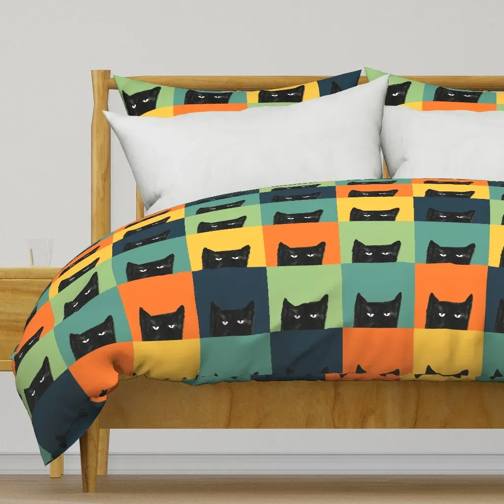 Pop Cat Duvet Cover - Mustard Yellow product