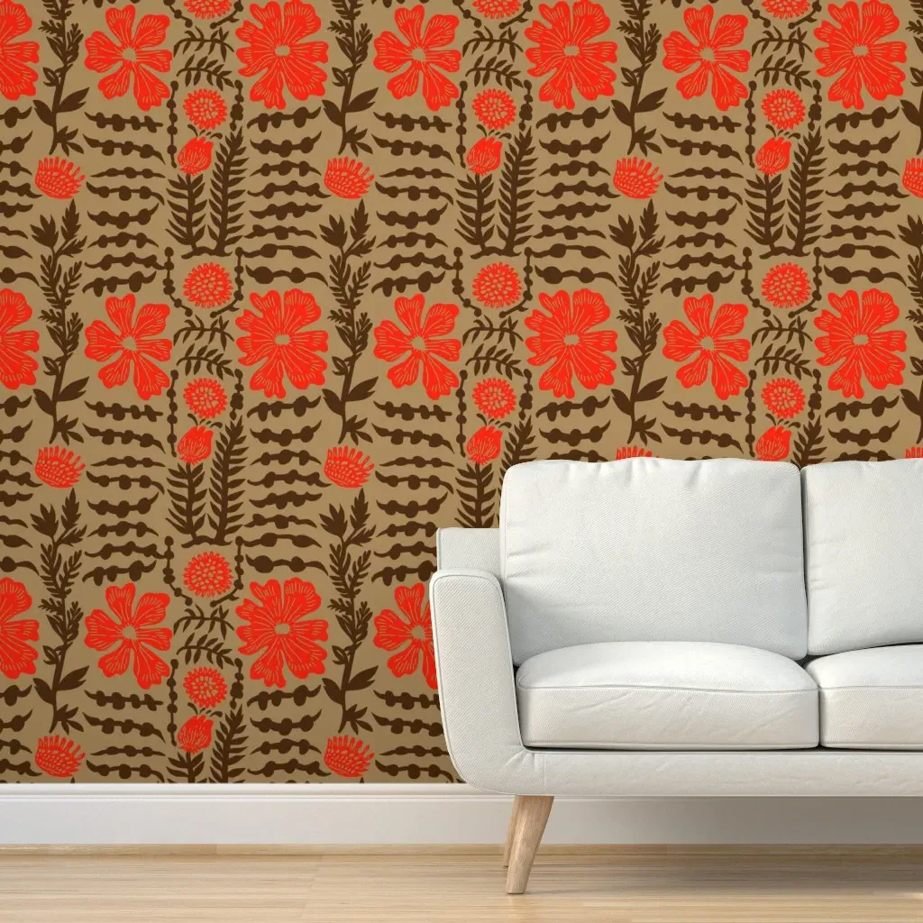Poppie Bloom Peel and Stick Wallpaper Removable - Red product