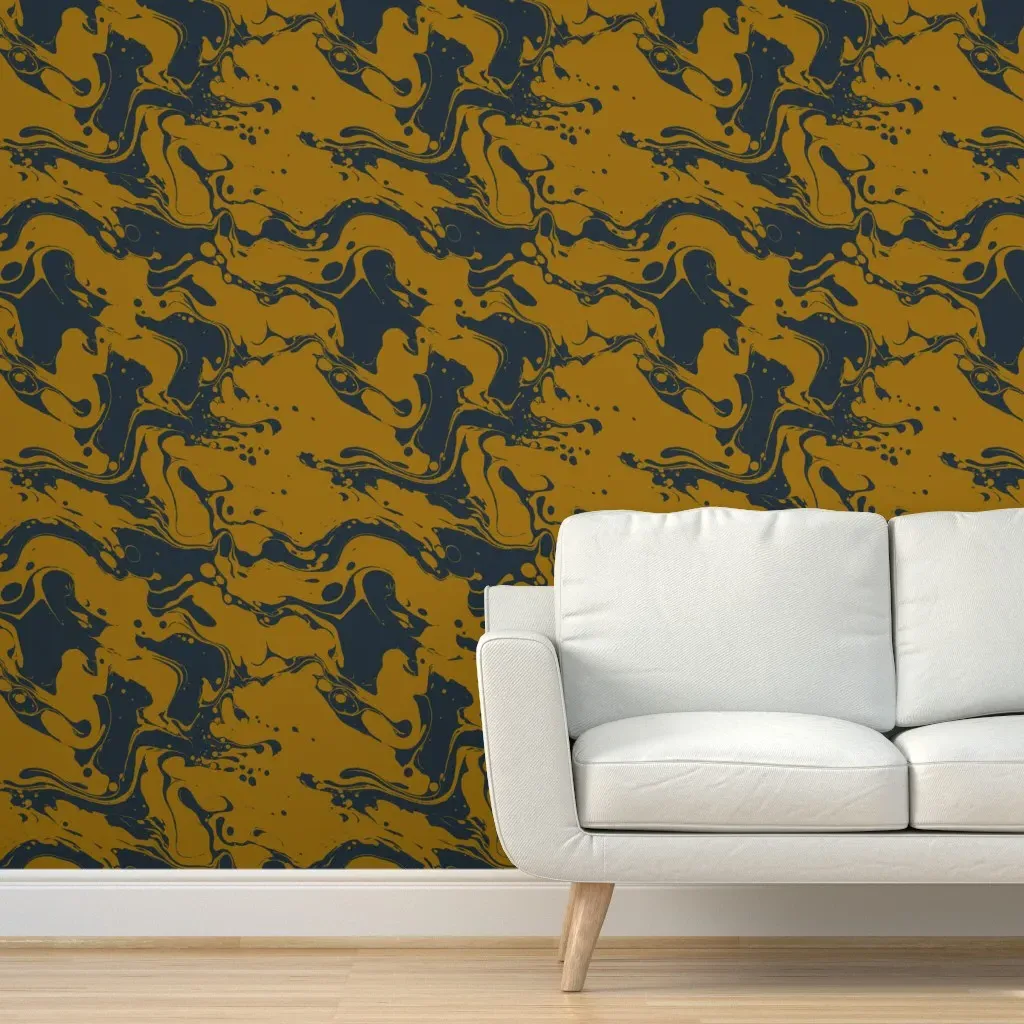 Poppie Marble Peel and Stick Wallpaper - Mustard Yellow product