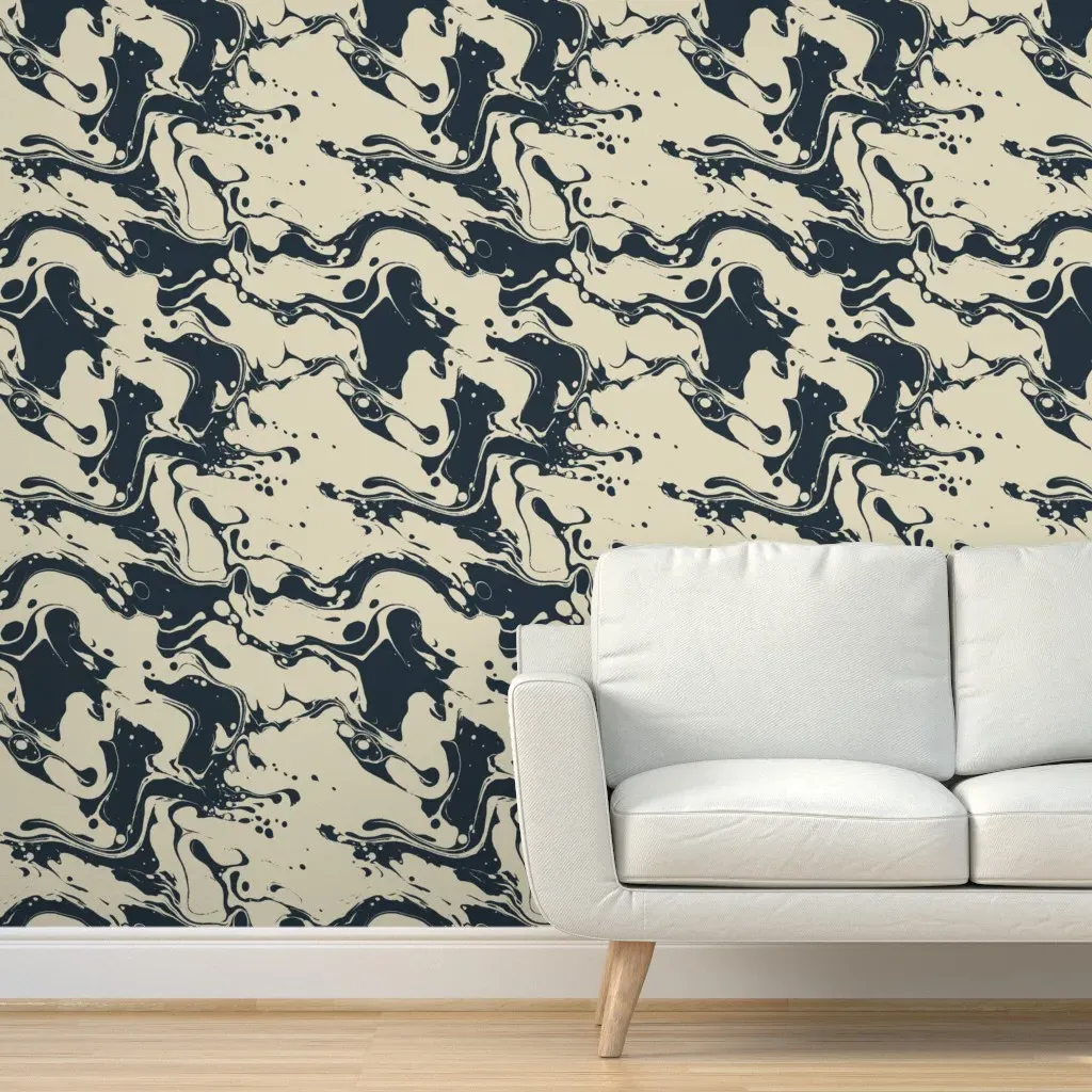 Poppie Marble Peel and Stick Wallpaper Removable - Dark Teal product