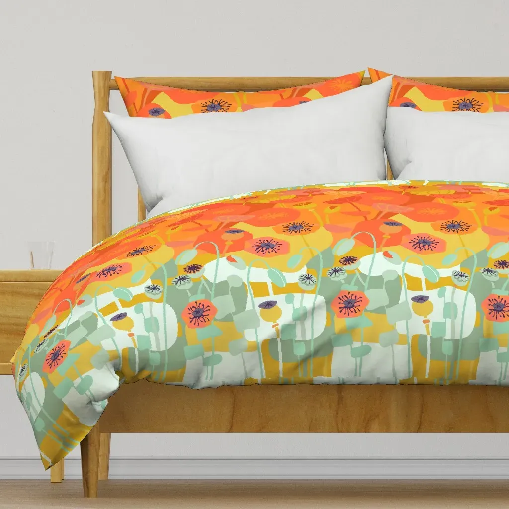 Poppies Continuous Duvet Cover - Orange product