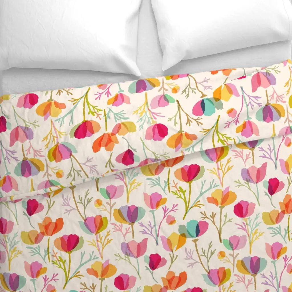 Poppies Rainbow Large Duvet Cover - Pink alternate view