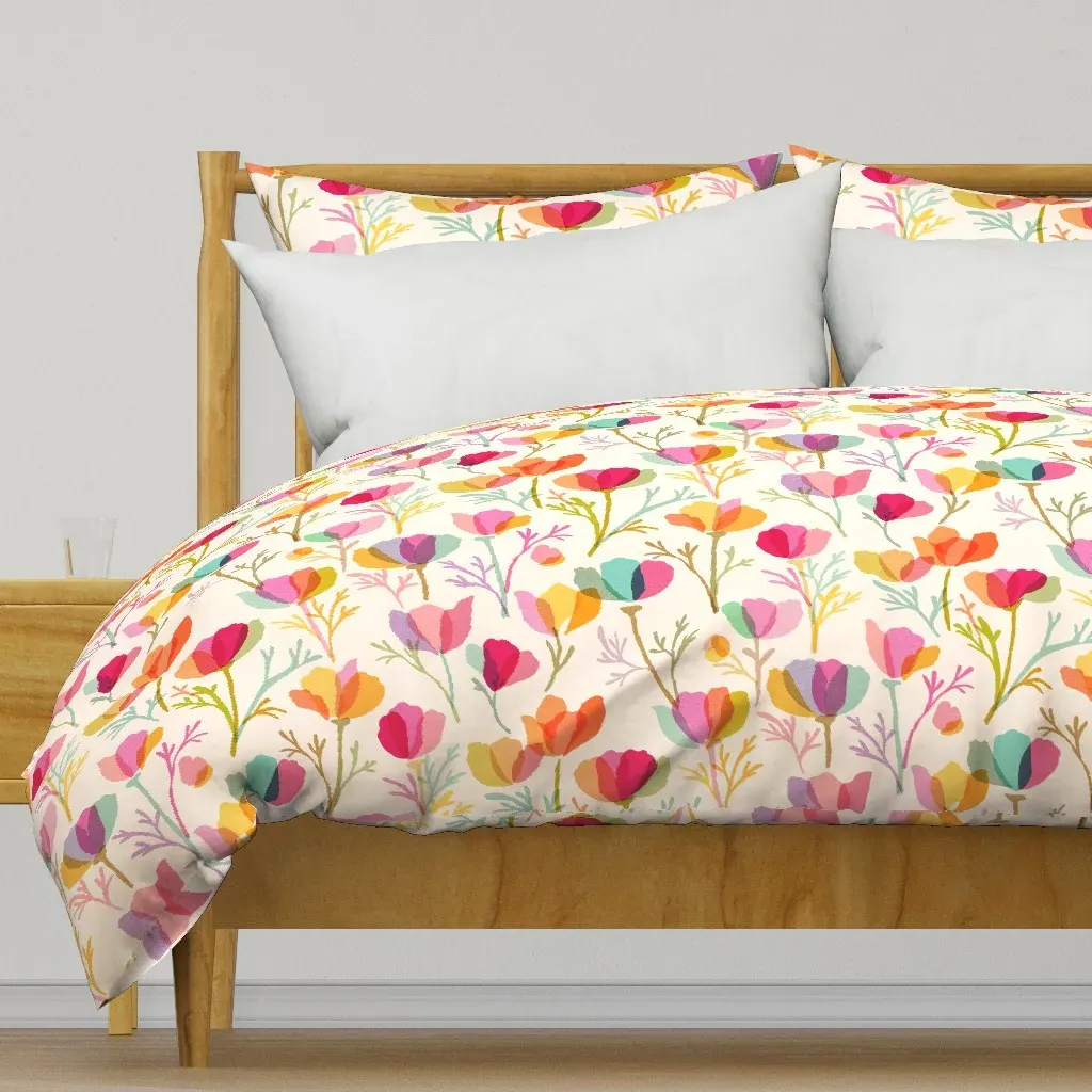 Poppies Rainbow Large Duvet Cover - Pink product