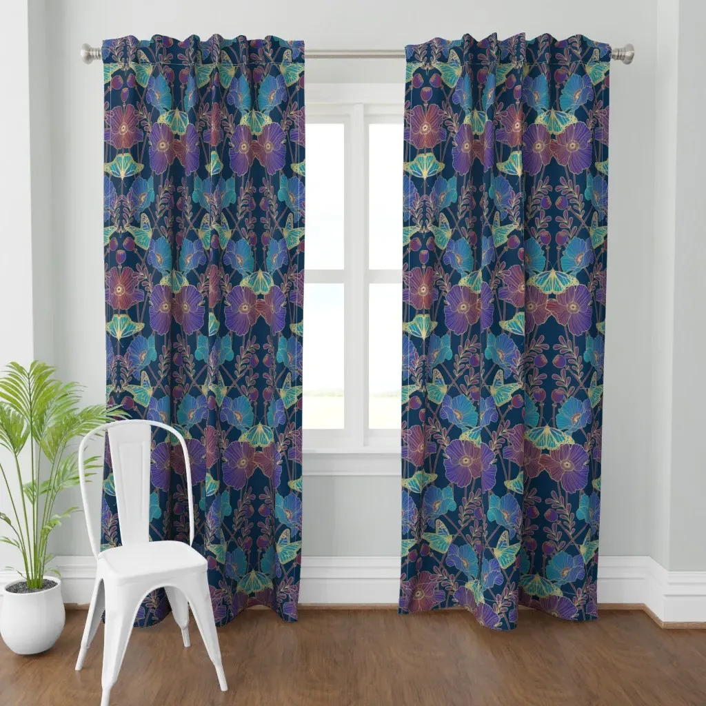 Poppy Art Nouveau Curtain Panel - Gold product