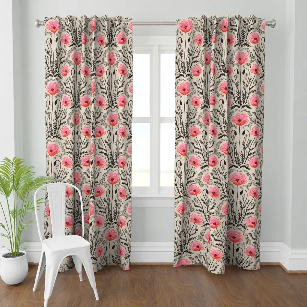 Poppy Curtain Panel - Black & Pink product