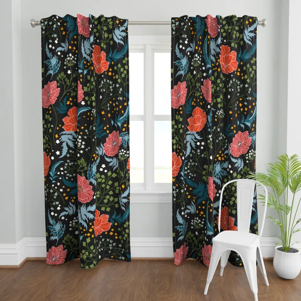 Poppy Florals Curtain Panel - Red product